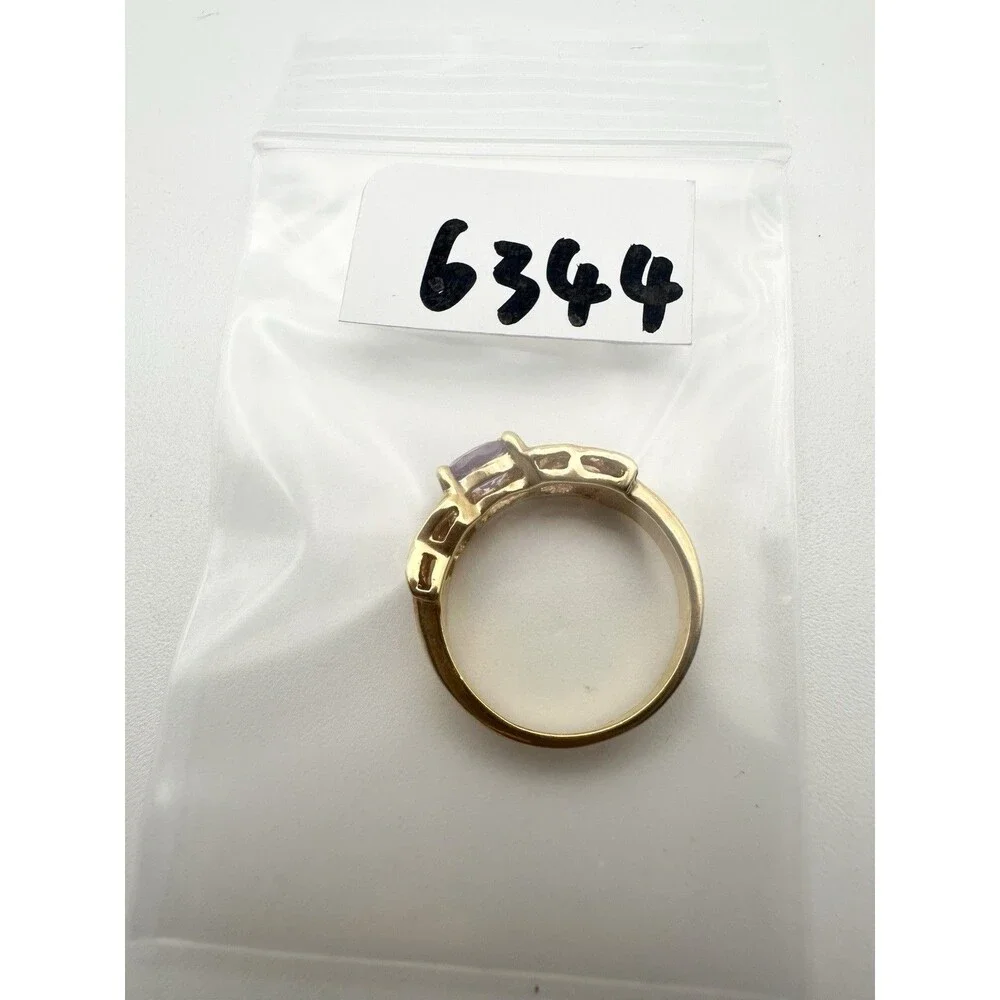 925 Sterling Silver Gold Vermeil Amethyst Ring Size 4.5